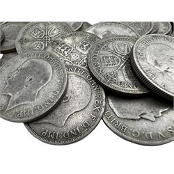 Approximately 1330 grams of Great British pre 1947 silver one florin coins