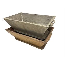 Near pair of pine garden troughs or planters, in rectangular form