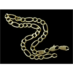 18ct gold figaro link chain bracelet, stamped 750
