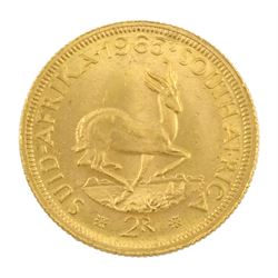 South Africa 1965 gold two rand coin
