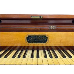 James Rigg, London -early 19th century mahogany and maple square piano c1817, with a 68 key compass (A-C) original hammers, jacks and felt, satinwood interior with ebony and ivory keys, the fretwork interior back inscribed 'James Rigg, 3 Providence Row, Finsbury Square, London', decorated with twist gilt metal edging, fitted with three drawers, on Gillows design turned and reeded supports with brass cups and castors.

This item has been registered for sale under Section 10 of the APHA Ivory Act