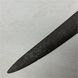 WWI Remington Pattern 1913 bayonet, the 43cm fullered blade with various marks to the ricasso including date code 11 16; in leather covered scabbard with various stamps including JWB 17 L58cm overall; and a French Model 1866 sabre bayonet (no scabbard)