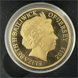 Queen Elizabeth II Bailiwick of Jersey 2013 'Royal Baby' gold five pound coin, cased with CPM certificate