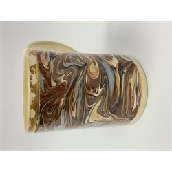 Late 18th century earthenware mug, possibly Ralph Wedgwood, Burslem or Ferrybridge, with surface marbled decoration and later gilt detail to rims and handle, impressed beneath Wedgwood & Co, H12cm