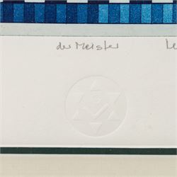 Hans-Joachim 'Jockel' Reisner (German 1938-2023): 'The Master' and 'Libra', two coloured etchings signed titled dated 2000 and 2001, one numbered 8/10 in pencil and stamped with blindstamp max 21.5cm x 15.5cm (2)
Notes: Reisner is best known for creating the Bradford City Fire Memorial in 1986. His style of printmaking is characterised by geometric lines and shapes, influenced by his degree in engineering.