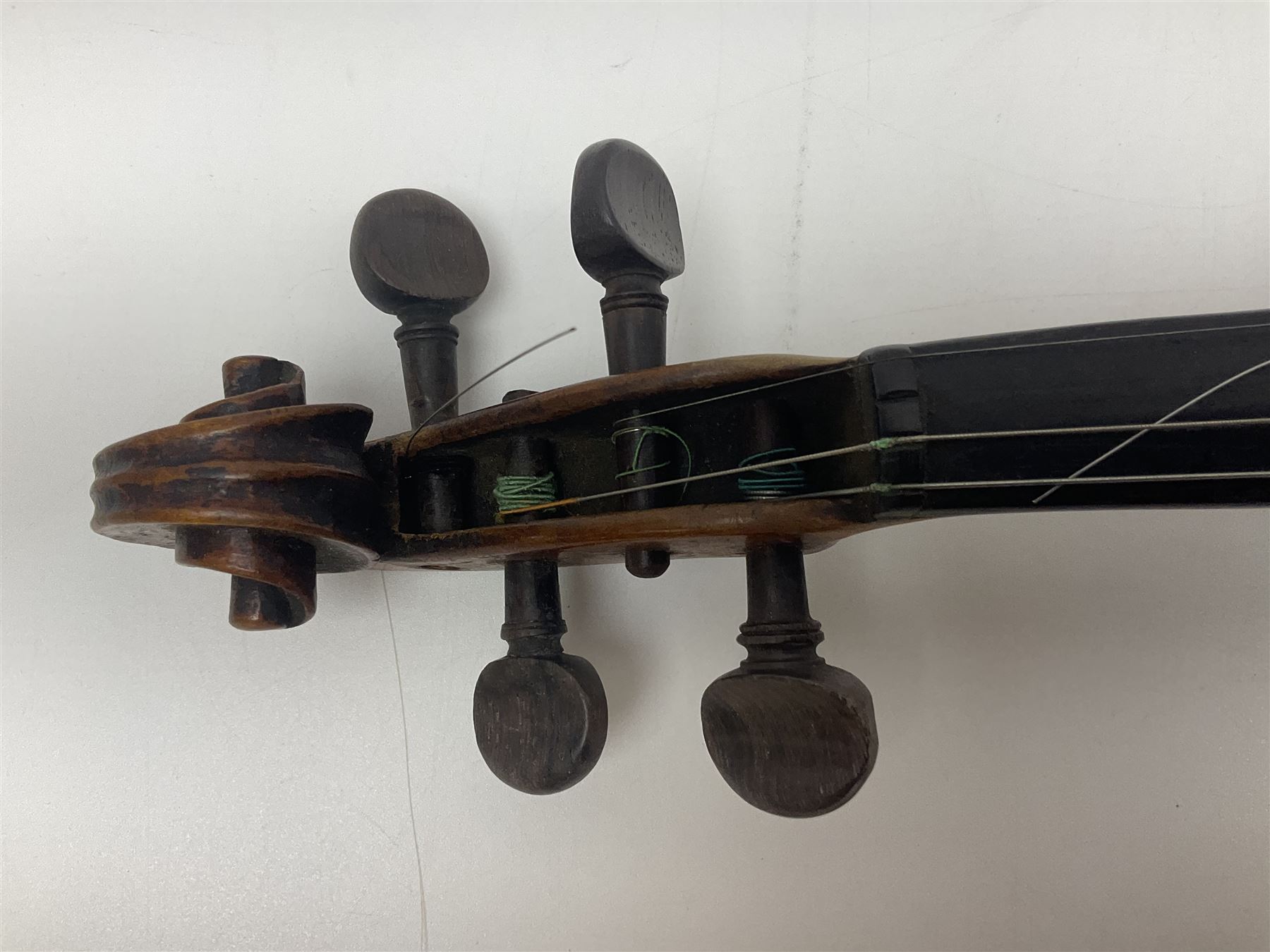 Late 19th century French trade violin with 35.5cm one-piece maple back and ribs and spruce top L59cm overall; in carrying case with bow