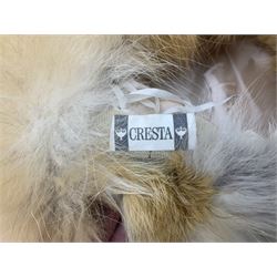 White Saga fox stole, together with Cresta Red fox fur hat, Red fox fur headband, a fur headband and matching cuffs, Harris Tweed clutch bag with fur trim, a fur clutch bag and an Ostrich feather and mohair scarf. 