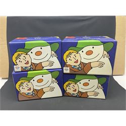 Four Coalport Characters The Snowman figures, comprising I'll Never Forget you with certificate, Pulling a Cracker and Adding a Smile, all with original boxes