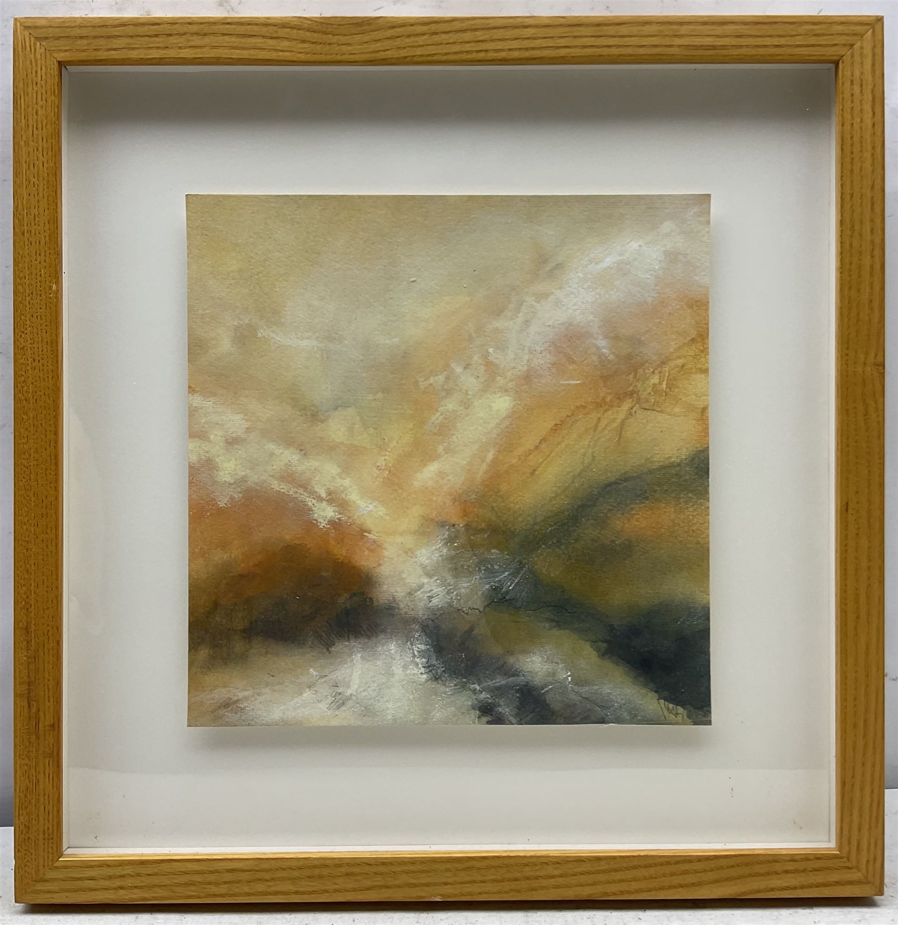 David Baumforth (British 1945-): 'Moorland Path above Hutton le Hole', mixed media signed with monogram, original title label verso 24cm x 24cm  