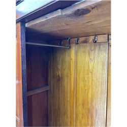 Edwardian inlaid mahogany wardrobe, single mirror door, drawer to base