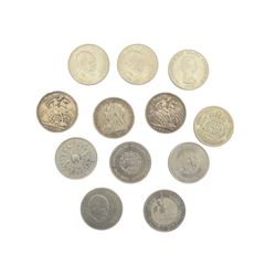 Three Queen Victoria silver crown coins dated 1892 and two 1893, various silver threepence pieces, King George VI 1937 crown, commemorative crowns and Queen Elizabeth II East Caribbean States 2003 'The Last Scheduled Flight Of Concorde' silver proof ten dollars coin cased with certificate