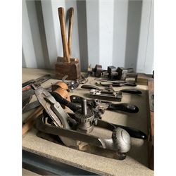 Selection of woodworking tools such as Stanley Victor No 20 compass plane, E.Preston & Sons spirit level, spokeshaves, carpenters squares and other - THIS LOT IS TO BE COLLECTED BY APPOINTMENT FROM DUGGLEBY STORAGE, GREAT HILL, EASTFIELD, SCARBOROUGH, YO11 3TX