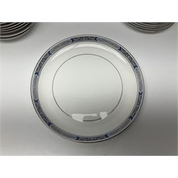 Royal Worcester Beaufort tea service, comprising teapot, milk jug, open saucier, eleven teacups, twelve saucers, eight dessert plates and one cake plate