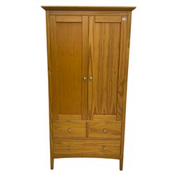Pine double wardrobe with drawers