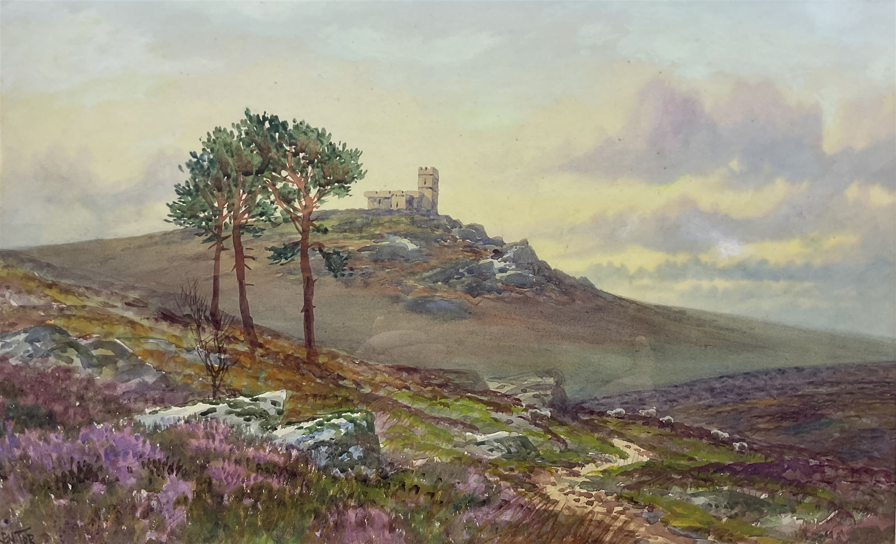 Douglas Houzen Pinder (British 1886-1949): 'Bren Tor' Devon, watercolour signed and titled 28cm x 45cm