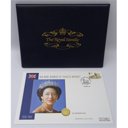  Queen Elizabeth II Isle of Man 2000 gold 1/5 oz crown coin, in 'HRH Princess Margaret Gold 1/5 oz Commemorative Coin Cover'  