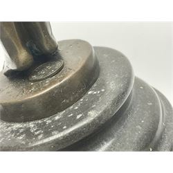 After Moreau, bronzed figure modeled as an angel holding a bow, with foundry mark upon socle base, H30cm