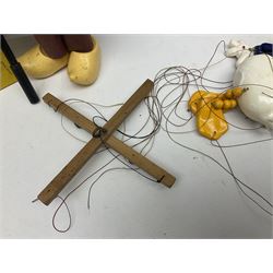 Two Pelham Puppets - The Magic Roundabout Mr. Rusty pole puppet with wool hands and blue  coat dated 1963; boxed; and Type SL Disney Donald Duck; unboxed (2)