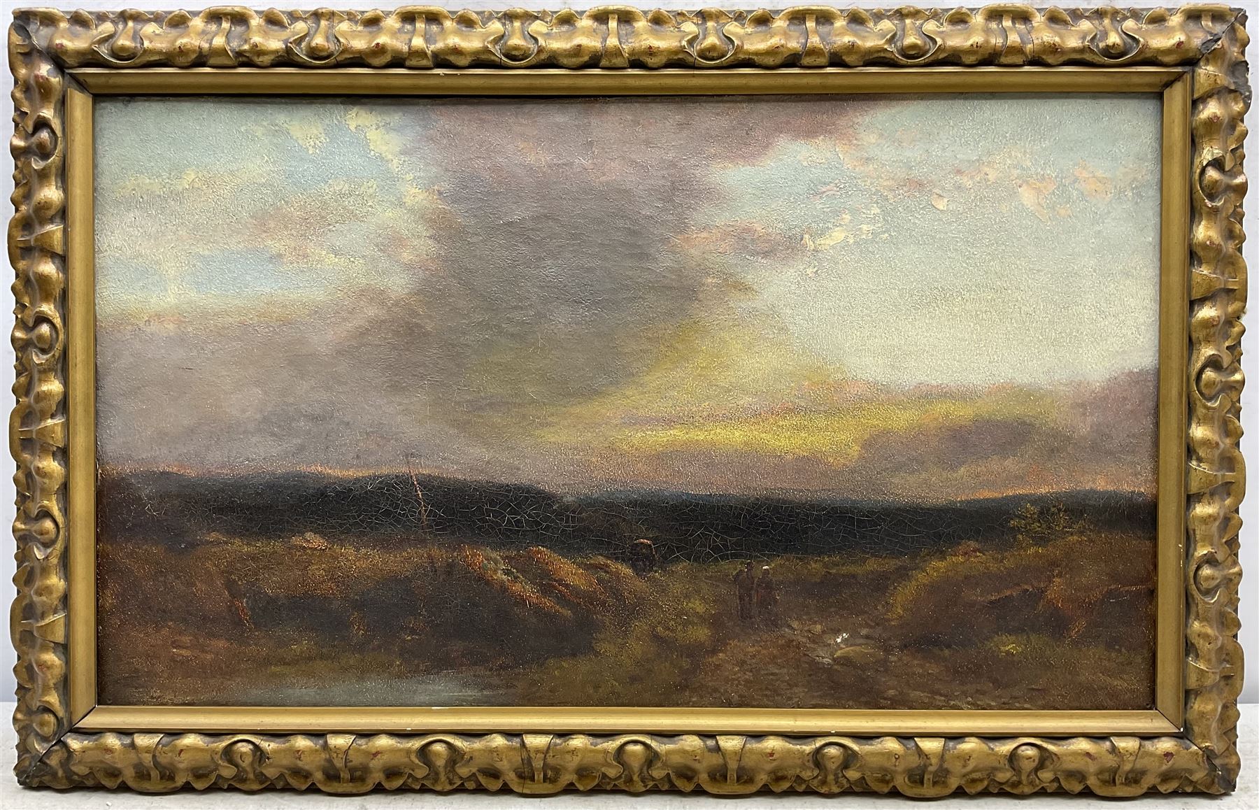 Attrib. Ernest Higgins Rigg (Staithes Group 1868-1947): 'A Yorkshire Moor - Evening', oil on canvas unsigned, inscribed verso 35cm x 60cm