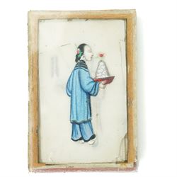 Chinese School (19th century); large collection of miniature portraits on rice paper, in o...