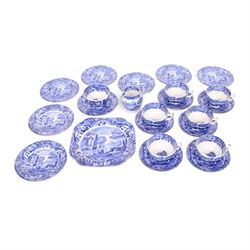 Spode Italian pattern tea service, comprising milk jug, sucrier, eight side plates, cake p...