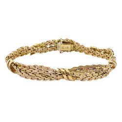 9ct gold fancy twist link bracelet, London import marks 1983