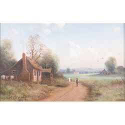 Nils Hans Christiansen (Danish 1850-1922): Landscape Scene, gouache signed 13.5cm x 22cm 