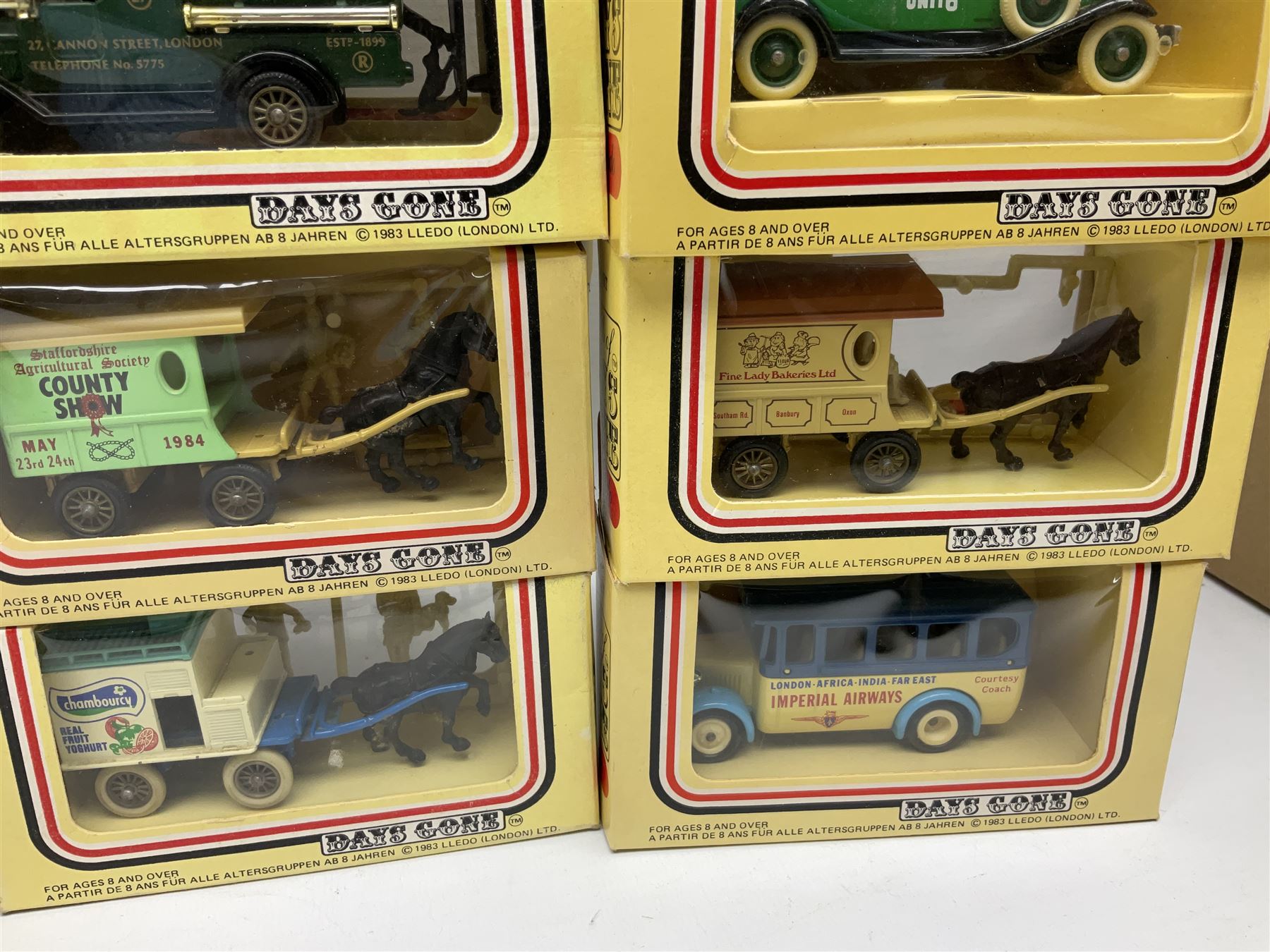 Fifty-two 1980's Days Gone/ Lledo die-cast models including Horse and Carts, all boxed (52)