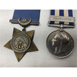 Victoria Egypt 1882 Medal with Tel-El-Kabir clasp awarded to 123(?9)17 Driv. Jas. Ryan N/2 Bde. R.A. with ribbon; and Khedive's Egypt 1882 Star, unnamed but attributed to Driver Ryan, with ribbon (2)