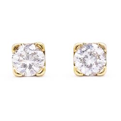 Pair of 9ct gold lab diamond stud earrings, hallmarked, total diamond weight approx 0.50 carat