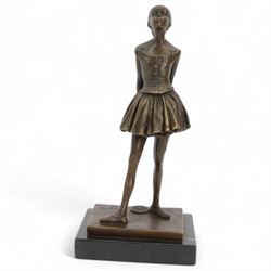 Bronze figure, modelled as a dancer, signed Deyas with foundry mark, upon a marble base, H19cm