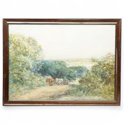 David Thomas Robertson (British 1879-1952): Horse and Cart on Country Lane, watercolour signed 53cm x 74cm