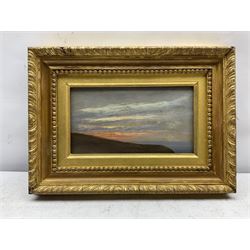 St. Ives School (19th/20th century): Sunset on the Cliff Top, oil on panel unsigned 11cm x 20cm