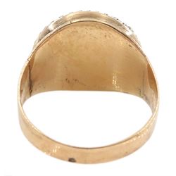 George III gold and silver old cut diamond cluster ring, the principal diamond of approx 0.75 carat, with pave set old cut diamond surround
