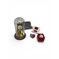 Anniversary clock under glass dome, together with Nintendo switch etc