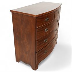 Early 19th century mahogany bow-front chest, two short over three long cock-beaded drawers, on bracket feet