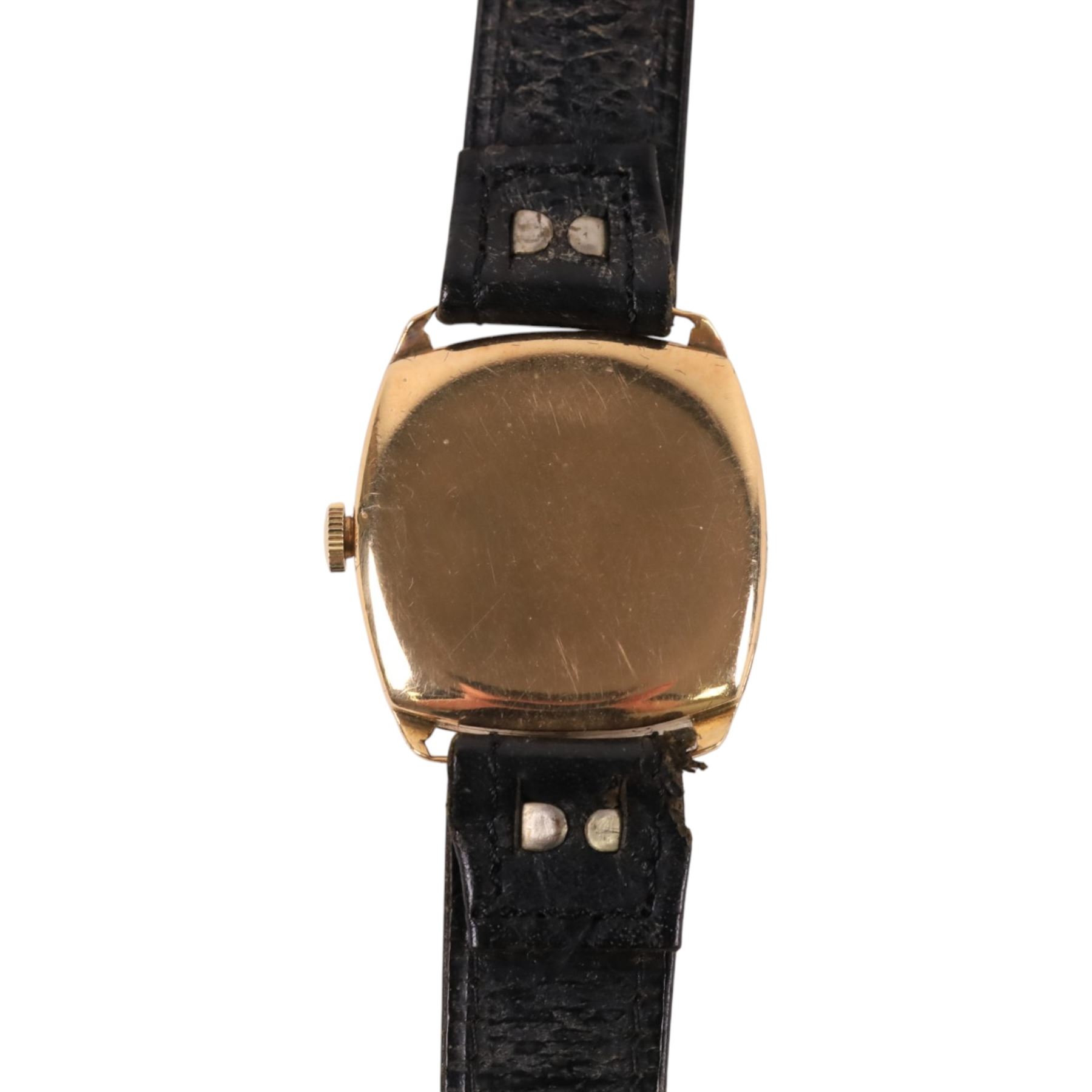 Early 20th century 9ct gold manual wind wristwatch by V.W Ltd, silvered dial with subsidiary seconds dial, Birmingham 1934