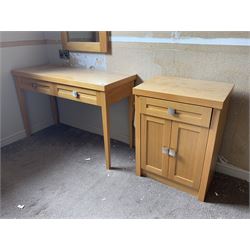 Light oak side table and matching side cabinet- LOT SUBJECT TO VAT ON THE HAMMER PRICE - To be collected by appointment from The Ambassador Hotel, 36-38 Esplanade, Scarborough YO11 2AY. ALL GOODS MUST BE REMOVED BY WEDNESDAY 15TH JUNE.