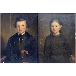 William Niddrie (19th century): 'Tom' & 'Marion', pair portraits (Brother & Sister?) oils on panel, titled inscribed and dated 1842 & 1848 verso 29cm x 22cm (2)