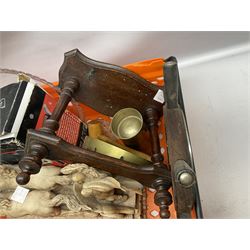 Composite figure of a Roman chariot, together with Olympia NK4040 camera, sewing machine and other collectables, in two boxes  