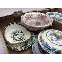 Masons Ironstone ceramics, including Ascot pattern jug, charger and oval plates, two tea jars, Manchu pattern fruit bowl, Fruit Basket pattern fruit bowl, etc, in three boxes