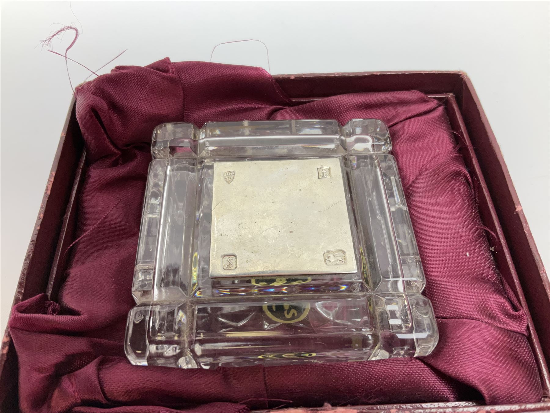 Group of silver mounted glass scent bottles and crested ware, together with a Brierglass lead crystal box with a glass and silver, lid, etc all silver with various hallmarks. 