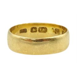 Early 20th century 18ct gold wedding band, hallmarked