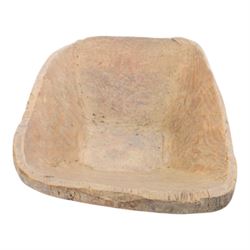 Carved wooden proving bowl of rectangular form, with provenance from a Yorkshire farmhouse, L68cm