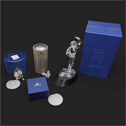 Swarovski crystal 'Antonio' ornament from the 'Magic of Dance' collection with accompanying plaque and stand, together with a Young Gorilla and Fox, boxed (3) 