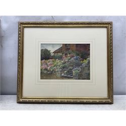 Ellen Connolly (British fl. 1880-1885) and James Matthews (British 19th Century): Garden Scenes, two watercolours signed, one dated 1902 max 20cm x 28cm (2)