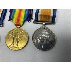 Two WW1 Lincolnshire Regiment pairs of medals, each comprising British War Medal and Victory Medal awarded to 16758 Pte. A. Lingard and 46647 Pte. H. Hazzledine; all with ribbons (4)
