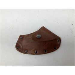 Gransfors Bruk Sweden carving axe, the head stamped both sides including smith's initials, on stamped hickory shaft, in leather sheath L43cm