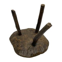18th century primitive elm three-legged stool