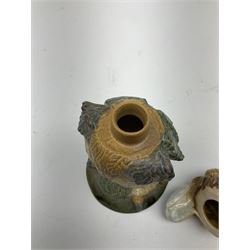 Burslem Pottery 'Boris the Gangster' stoneware novelty jar, in the style of Martin Brothers, modelled as a Grotesque bird, designed by Andrew Hull, with impressed marks beneath, H18.5cm